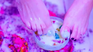 [All Messy, Foot Sucking, Only Women] Bia Roman Gets Her Nice Feet All Messy